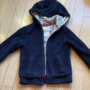 Mini Boden Navy blue lined Sherpa Hoodie size 9-10
